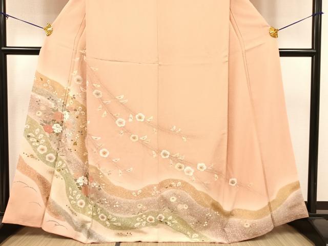 平和屋着物●訪問着 草花 枝梅 暈し染め 金彩 正絹 逸品 AAAY1733np
