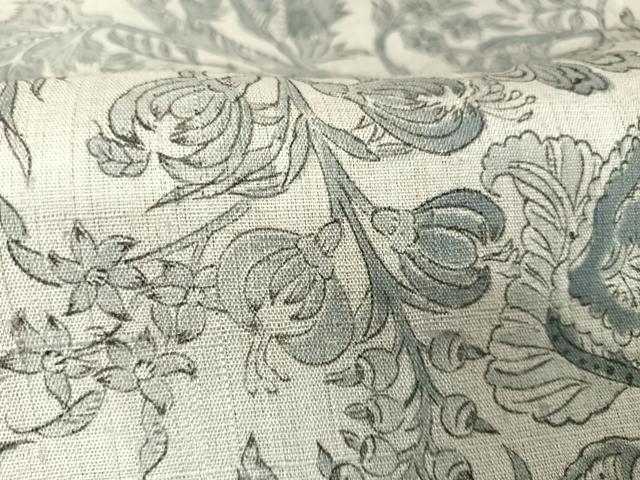 平和屋着物▽生紬 単衣 手描き 更紗花文 正絹 逸品 AAAY1749np