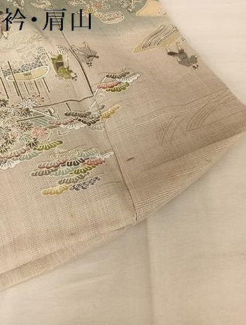 平和屋着物▽染織の名門 しょうざん 生紬 訪問着 単衣 手描き 人物風景文 鈴乃屋扱い 正絹 逸品 未使用 AAAY1763np