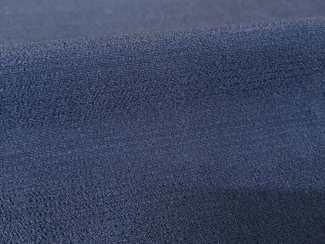 平和屋着物▽お召 単衣 色無地 深縹色 正絹 逸品 AAAY1764np