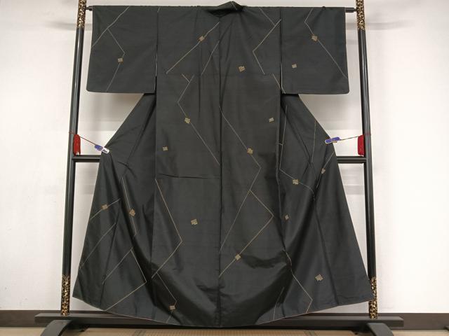 平和屋着物●白山紬 刺し子 源氏香 正絹 逸品 AAAY1796np