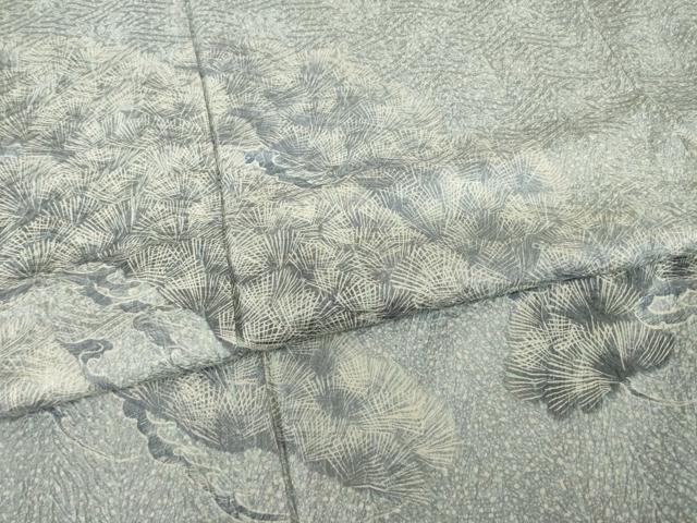 平和屋着物●名門 藤娘きぬたや・杢目絞り 訪問着 松文 ロング丈 正絹 逸品 AAAY1855ck