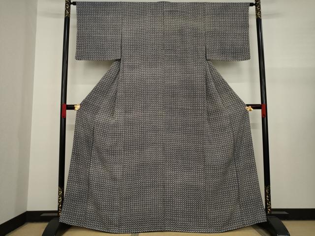 平和屋着物●上質な小紋 幾何学文様 黒地 正絹 逸品 未使用 AAAY1877ck