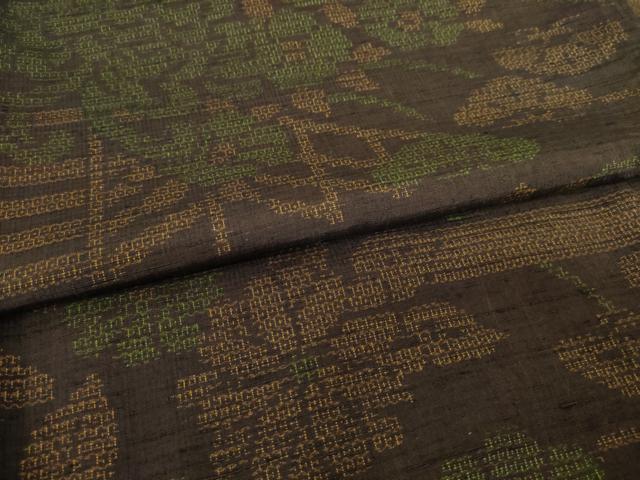 平和屋着物●結城紬 100亀甲 エ霞花籬文 正絹 逸品 AAAY1891ck