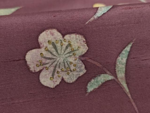 平和屋着物●訪問着 紬地 草花文 金彩 正絹 逸品 AAAY1927ck