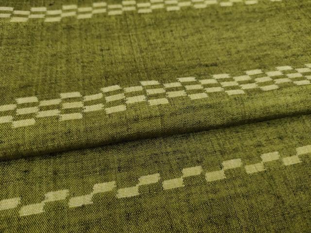 平和屋着物●上質な紬 横段市松文 正絹 逸品 AAAY1942ck
