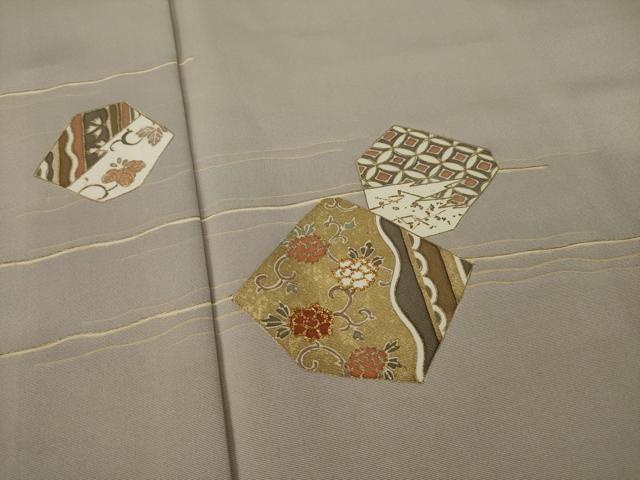 平和屋着物●訪問着 駒刺繍 花唐草 金彩 正絹 逸品 AAAY1948ck