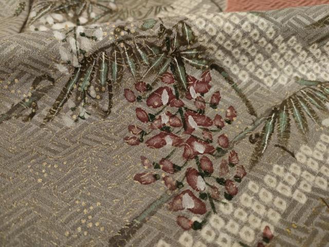 平和屋着物●訪問着 手描き 絞り 流水文 胡蝶蘭 金彩 正絹 逸品 AAAY1950ck