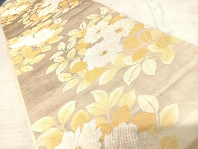 平和屋着物◎六通柄袋帯 唐織 草花文 金糸 正絹 逸品 AAAY2185yx