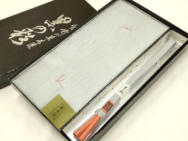 平和屋着物●和装小物 帯締め・帯揚げセット 黒の彩 草木染 雪輪花地紋 逸品 未使用 AAAY2309ay