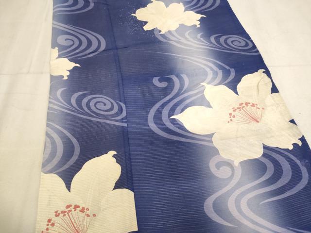 平和屋本店▼夏物 打敷 内敷 絽 流水花文 暈し染め 銀彩 法衣 寺院 仏具 仏教 僧侶 神職 装束 AAAY2420ja
