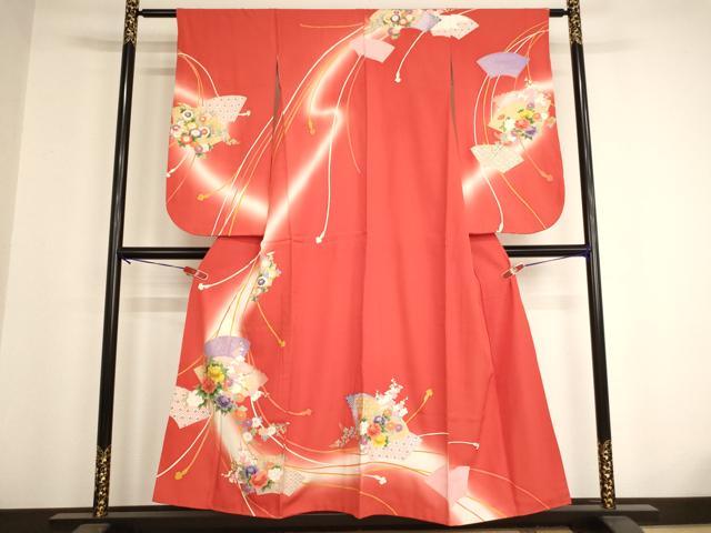 平和屋着物∵十三参り 祝着 扇面花文 暈し染め 金彩 正絹 逸品 AAAY2481ja