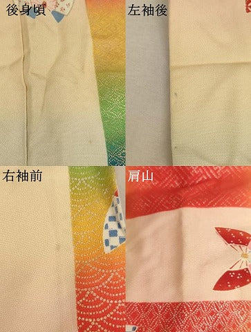 平和屋着物∵十三参り 祝着 舞蝶間道 暈し染め 金彩 正絹 逸品 AAAY2482ja
