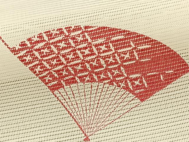 平和屋着物*夏物 小紋 絽 扇面文 洗える着物 AAAY3002fy
