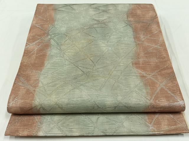 平和屋着物*夏物 六通柄袋帯 芝文 銀糸 正絹 逸品 AAAY3314jh