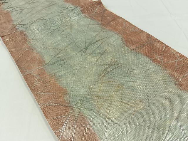 平和屋着物*夏物 六通柄袋帯 芝文 銀糸 正絹 逸品 AAAY3314jh