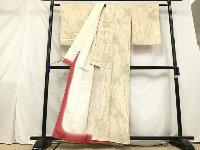 平和屋着物■上質な紬 草花文 正絹 逸品 AAAY3887mf