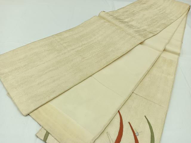 平和屋着物*夏物 太鼓柄袋帯 総刺繍 駒刺繍 露芝文 金糸 正絹 逸品 AAAY4283jh