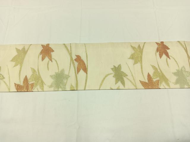 平和屋着物*夏物 九寸名古屋帯 竜田川文 金糸 正絹 逸品 AAAY4305jh
