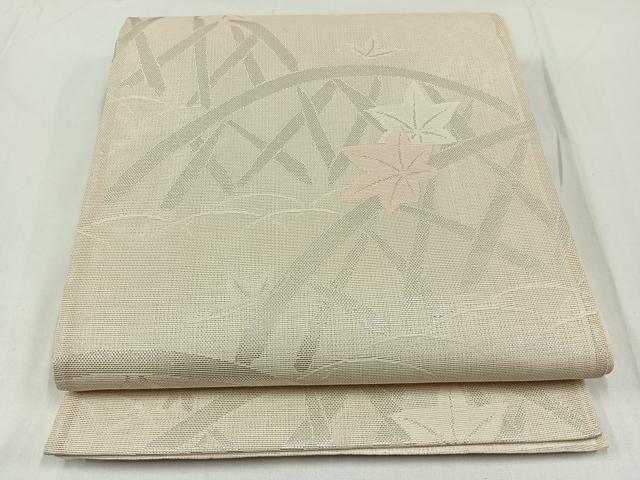 平和屋着物*夏物 六通柄袋帯 籬楓文 銀糸 正絹 逸品 AAAY4339jh