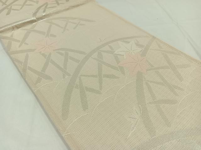平和屋着物*夏物 六通柄袋帯 籬楓文 銀糸 正絹 逸品 AAAY4339jh