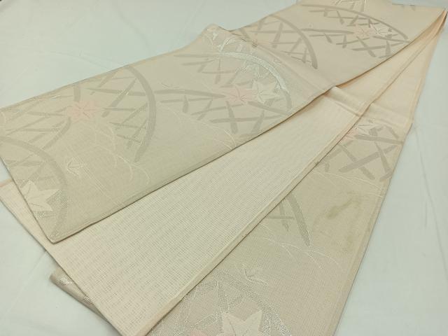 平和屋着物*夏物 六通柄袋帯 籬楓文 銀糸 正絹 逸品 AAAY4339jh