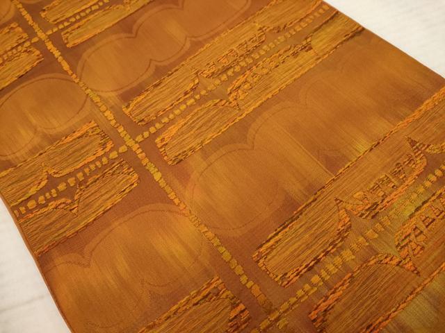 平和屋着物◎六通柄袋帯 唐織 幾何学文 正絹 逸品 AAAY4438dt