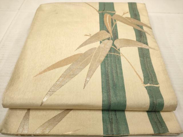 平和屋着物◎六通柄袋帯 笹竹文 金糸 正絹 逸品 AAAY4456dt