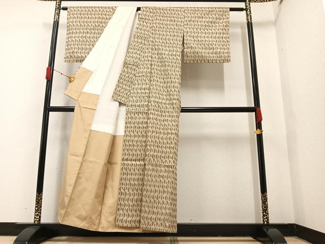 平和屋着物■上質な紬 幾何学文様 正絹 逸品 AAAY4504ph