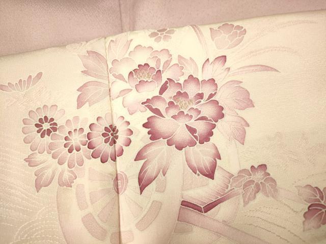平和屋着物■色留訪問着 刺繍 流水花車文 暈し染め 金糸 正絹 逸品 AAAY4654fw