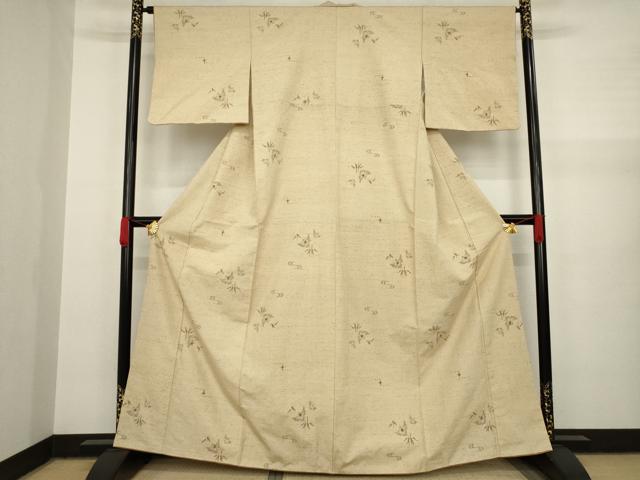 平和屋着物●ぜんまい紬 流水花文 正絹 逸品 AAAY4764ck