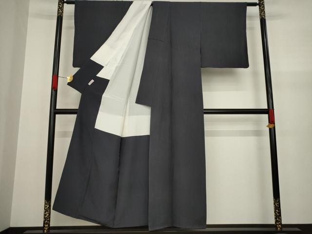 平和屋着物●上質な色無地 藍鉄色 正絹 逸品 AAAY4767ck