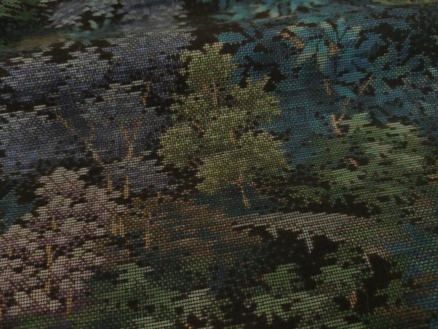 平和屋着物●本場大島紬 カタス9マルキ 樹林文 黒地 正絹 逸品 AAAY4778ck