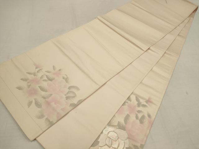平和屋着物▼太鼓柄袋帯 刺繍 草花文 銀糸 正絹 逸品 AAAY4933wj