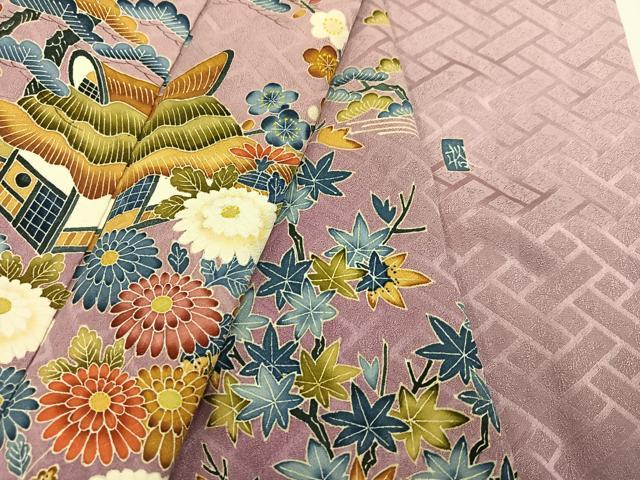 平和屋着物●訪問着 友禅 作家物 松竹梅風景文 暈し染め 正絹 逸品 AAAY5594ph