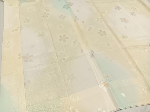平和屋着物●長襦袢 無双仕立て 桜地紋 暈し染め 正絹 逸品 未使用 AAAY5609ph