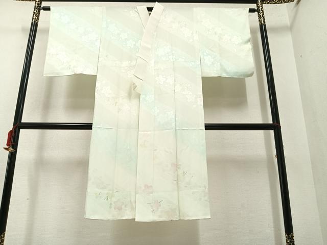 平和屋着物●長襦袢 無双仕立て 桜地紋 暈し染め 正絹 逸品 未使用 AABF6970ph