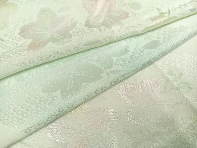 平和屋着物●長襦袢 無双仕立て 桜地紋 暈し染め 正絹 逸品 未使用 AABF6970ph