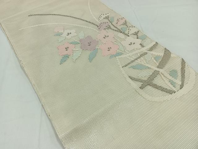 平和屋着物*夏物 太鼓柄袋帯 飾花文 銀糸 正絹 逸品 AAAY5774jh