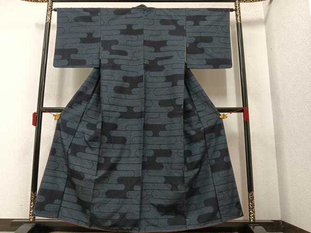 平和屋着物●結城紬 80亀甲 エ霞文 正絹 逸品 未使用 AAAY5977ph