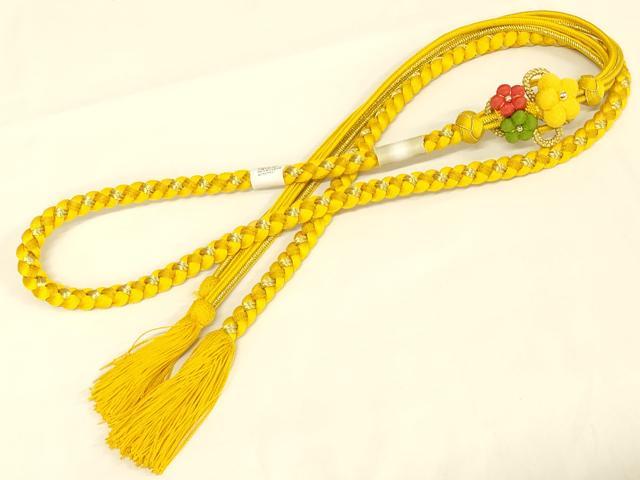 平和屋着物●和装小物 振袖用帯締め 装飾 ちりめん細工 あわじ玉 ビーズ 金糸 撚り房 逸品 未使用 AAAY6094ay