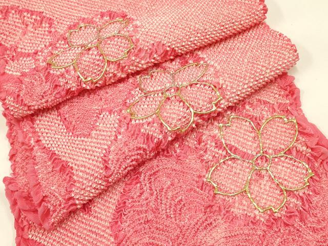 平和屋着物●和装小物 振袖用帯締め・帯揚げセット 総絞り 舞花文 金糸 金彩 撚り房 逸品 AAAY6131ay