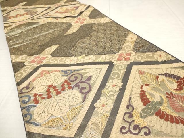 平和屋着物◎六通柄袋帯 唐織 天井花文 金糸 正絹 逸品 AAAY6223sg