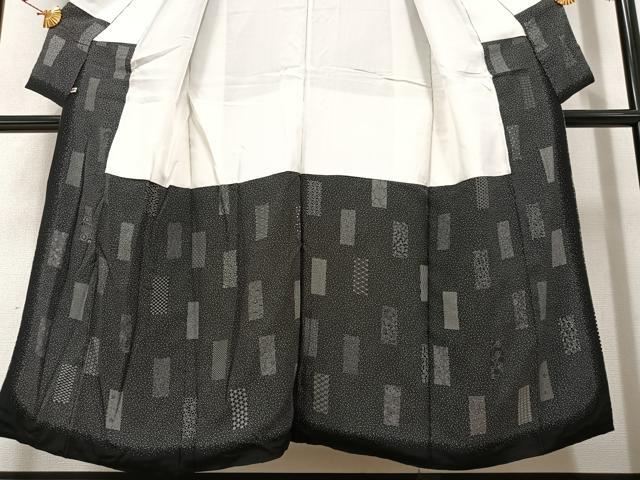 平和屋着物●小紋師 北原寿永 江戸小紋 100柄 寄せ小紋柄 黒地 さが美扱い 正絹 逸品 AAAY6292ph