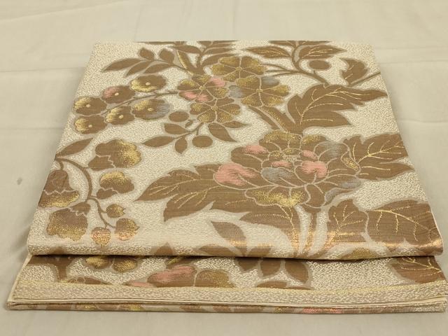 平和屋着物◎六通柄袋帯 更紗花文 金糸 正絹 逸品 AAAY6368ou