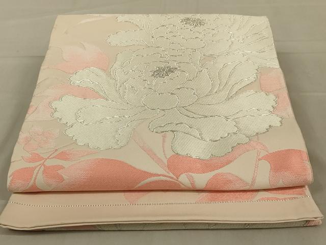 平和屋着物◎六通柄袋帯 唐織 草花文 銀糸 正絹 逸品 AAAY6382ou