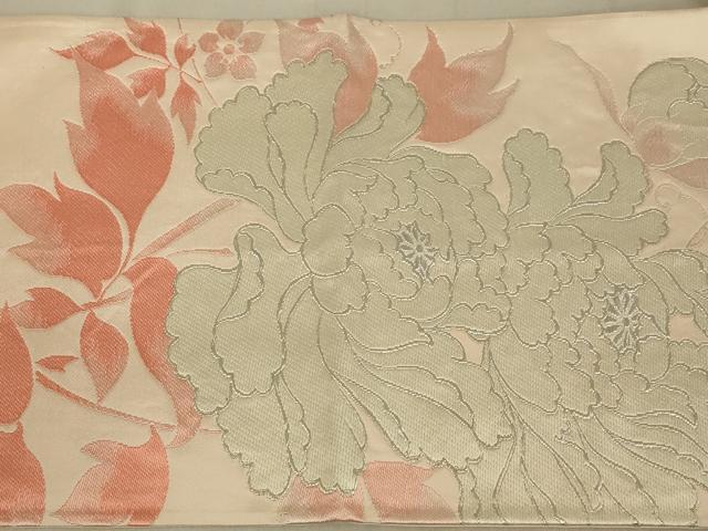 平和屋着物◎六通柄袋帯 唐織 草花文 銀糸 正絹 逸品 AAAY6382ou
