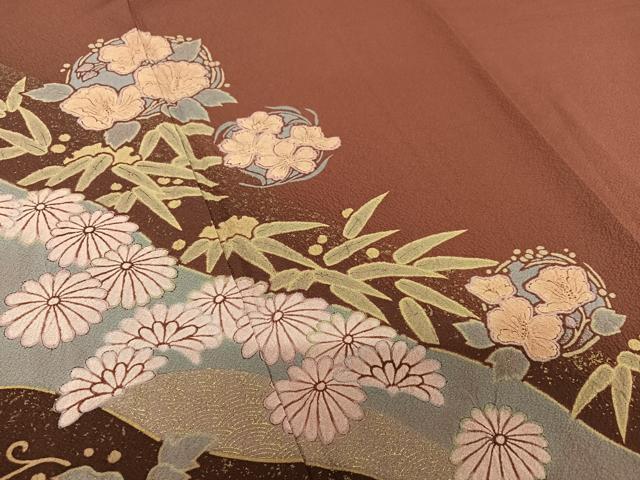 平和屋着物●訪問着 作家物 草花文 暈し染め 金彩 正絹 逸品 AAAY6444zg