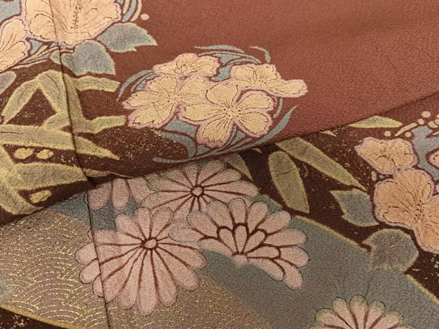 平和屋着物●訪問着 作家物 草花文 暈し染め 金彩 正絹 逸品 AAAY6444zg