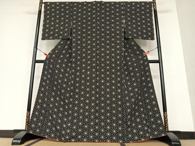 平和屋着物●上質な小紋 麻の葉文様 正絹 逸品 AAAY6491zg